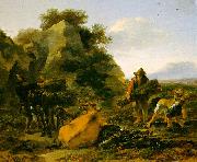 Nicholaes Berchem Landscape with Herdsmen Gathering Sticks Sweden oil painting artist